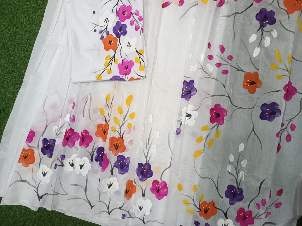 Hand Print Half Silk Couple Dress