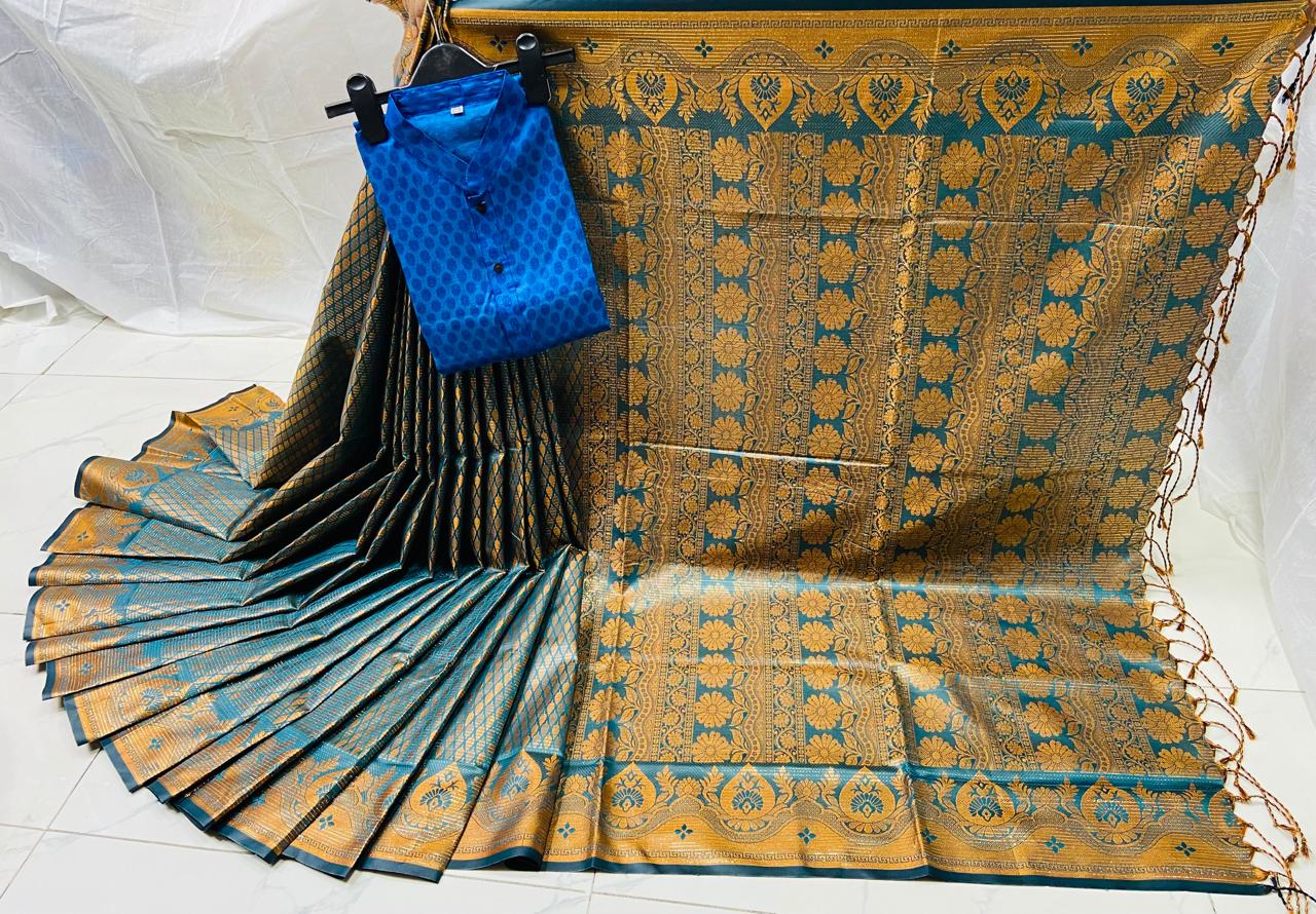 সিরাজগঞ্জের তাঁতের কাতান শাড়ী।