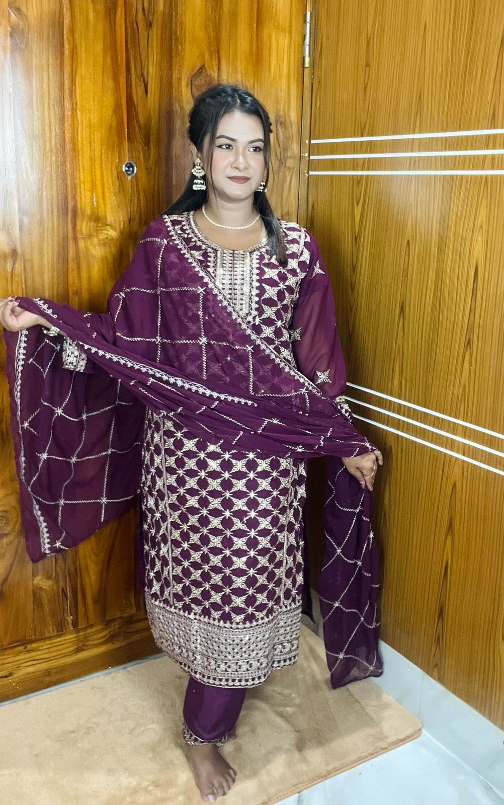 Georgette Embroidery Three Piece